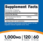 Nutricost NAD+ Supplement 1,000mg per Serving, 120 Capsules, 60 Servings | Nicotinamide Adenine Dinucleotide, Gluten-Free, Vegan