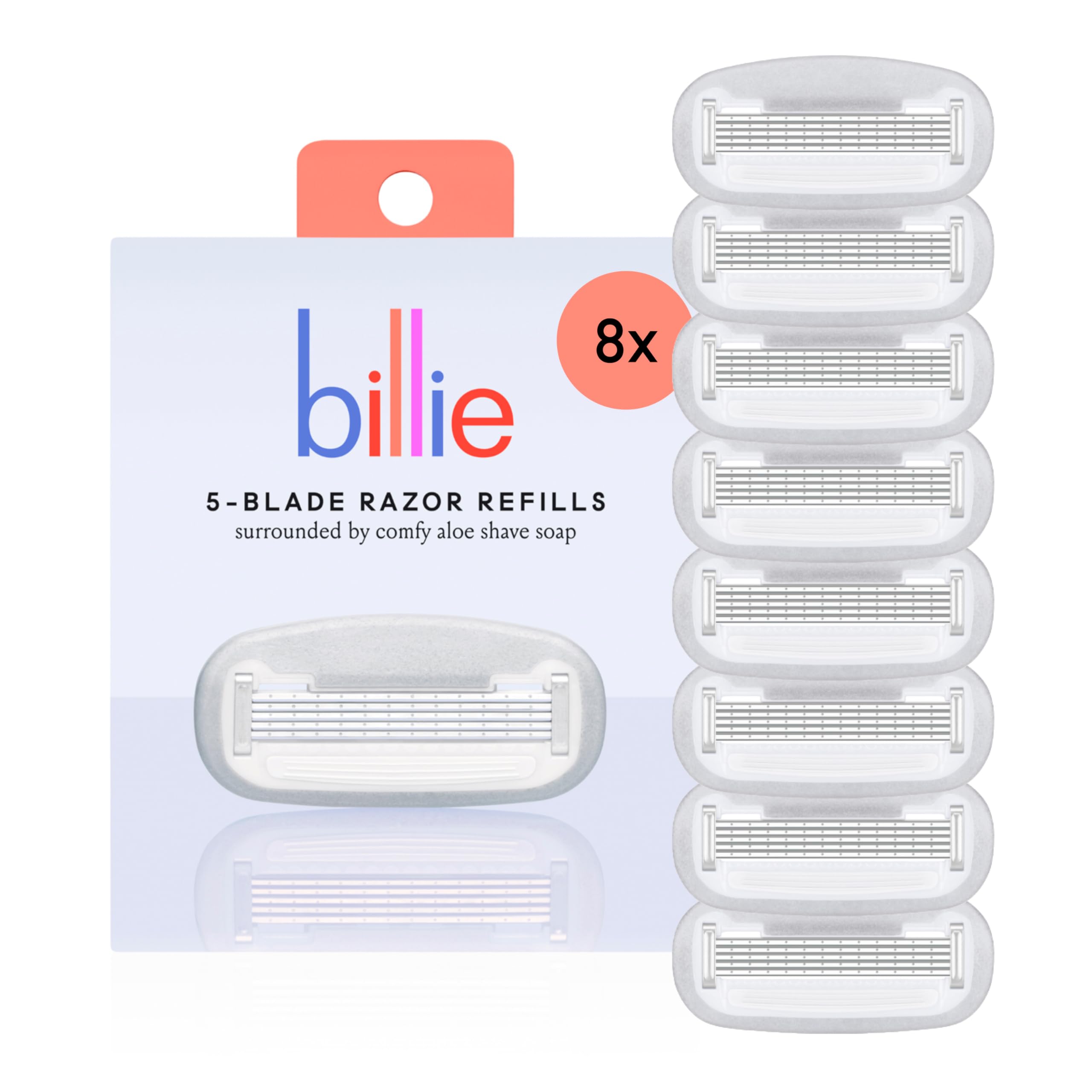 Billie Women’s Razor Refill Blades 5-Blade Cartridges - 8 count | 5 blade razors for women, Sensitive skin, Surrounded by aloe shave soap
