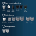Buy now Philips Norelco Multigroom 5000 Series, All-in-One Trimmer and Hair Clipper, 18-Piece Men's Grooming Kit for Beard, Face, Hair, Body and Intimate Areas, No Blade Oil Needed, Model MG5910/49 at indiglob india
