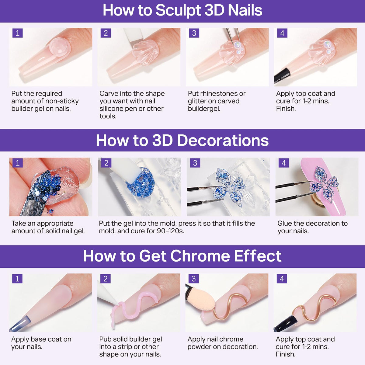 Official MIZHSE 3D Sculpting Gel for nail art comes in 2 packs, ideal for creating stunning 3D designs with easy application.