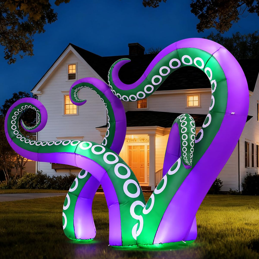 GOOSH 7.2 FT Long Inflatables Octopus Holiday Outdoor Decorations Blow Up Yard with Built-in LEDs for Vacation Garden Lawn Indoor Party Decor