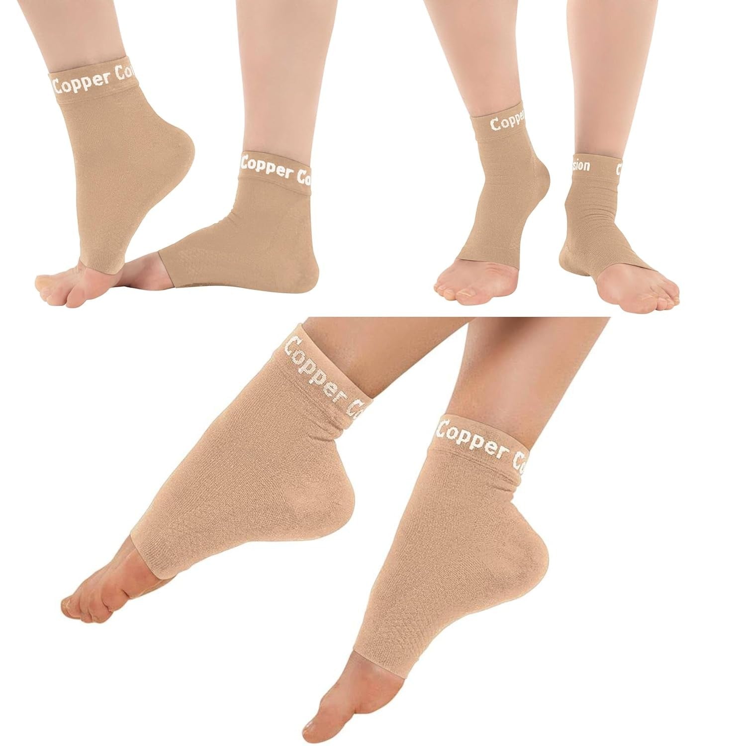 Buy now Copper Compression Foot Sleeves - Plantar Fasciitis, Achilles, Ankle Support Brace Socks - Day / Night Relief from Heel Spurs, Arch Pain, Swelling, Soccer Injuries, Golf, Running - 1 Pair Black - L XX-Large Sand at indiglob india