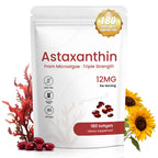 Astaxanthin 12mg Supplement, 180 Softgels, 6 Month Supply | Natural Antioxidant from Fresh Microalgae for Eye, Skin and Joint Health, Non-GMO, Gluten Free