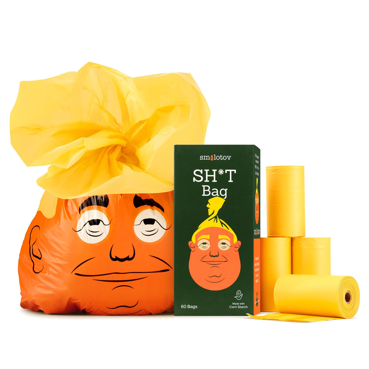 Dog Poop Bags - 60 Count Unscented Leakproof - Stable Genius