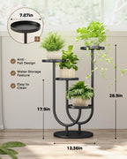 Bamworld Metal Plant Stand 4 Pots Corner Black