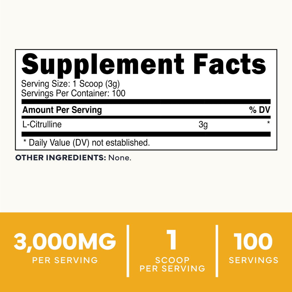 Type Zero L-Citrulline Powder, 3000mg Pump Pre Workout, 100 Servings