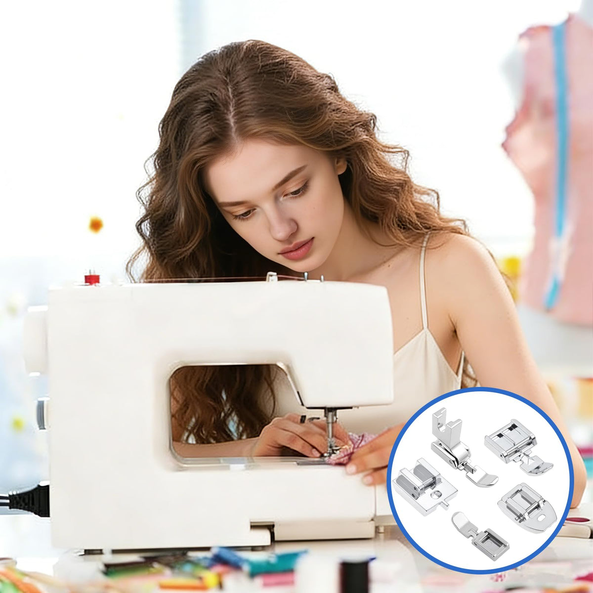5PCS Invisible Zipper Foot, Invisible & Concealed Zipper Presser Feet for Precise Zipper Installation for All Low ShankSnap on Singer, Brother, Babylock, JanomeSewing Machines