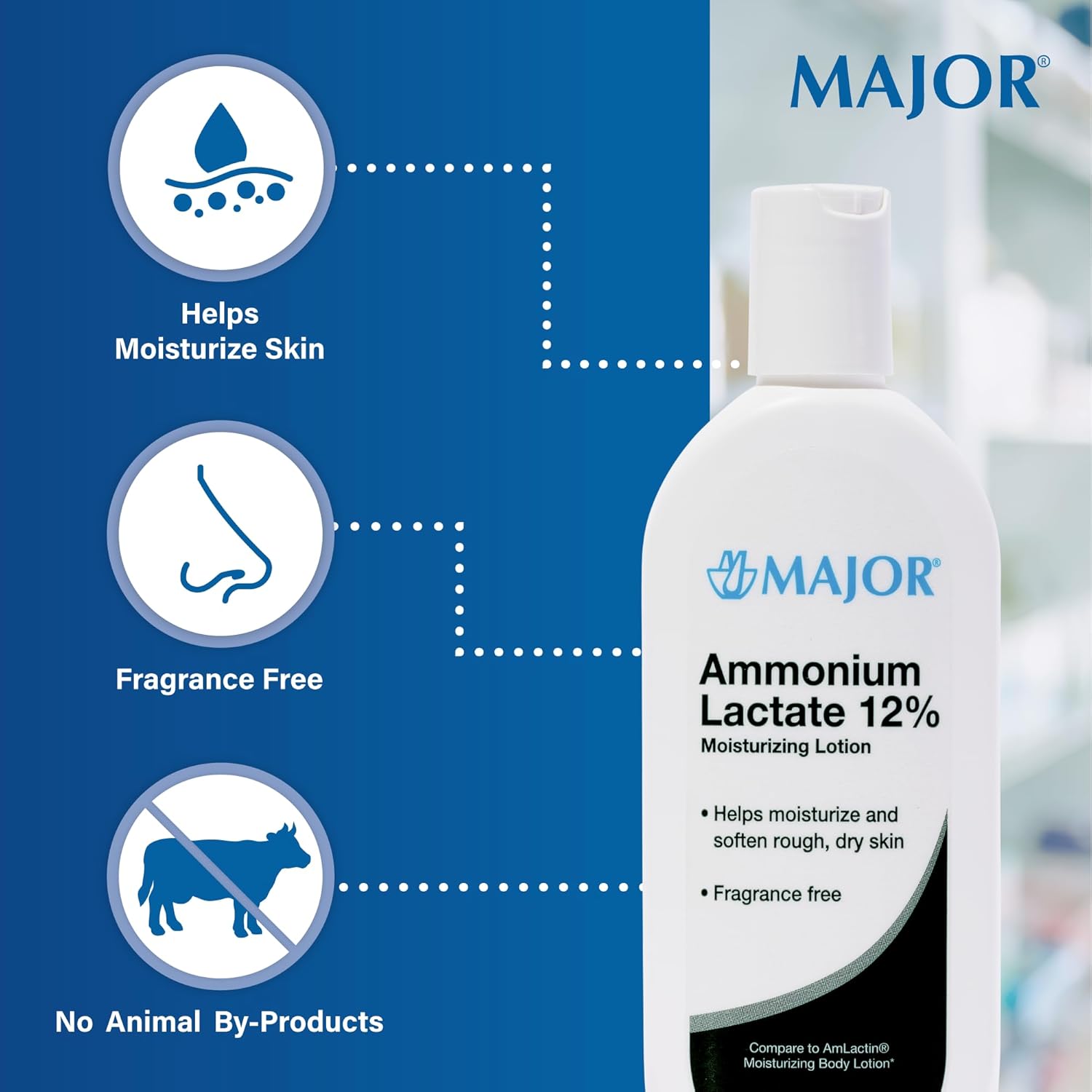 Buy now Major Ammonium Lactate 12% Moisturizing Lotion - Lactic Acid Lotion - Helps Hydrate, Soften, and Exfoliate Rough, Dry Skin - Daily Body Lotion - Fragrance-Free - 8 Oz (1 Pack) at indiglob india