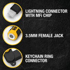 Buy now DEWALT Heavy Duty 3.5mm to Lightning Adapter, 90Degree L Connector Female to 3.5mm Male Headphone Jack Adapter for iPhone, Compatible Lightning to 3.5 mm Headphone Jack Adapters, Adapts Legacy Devices at indiglob india