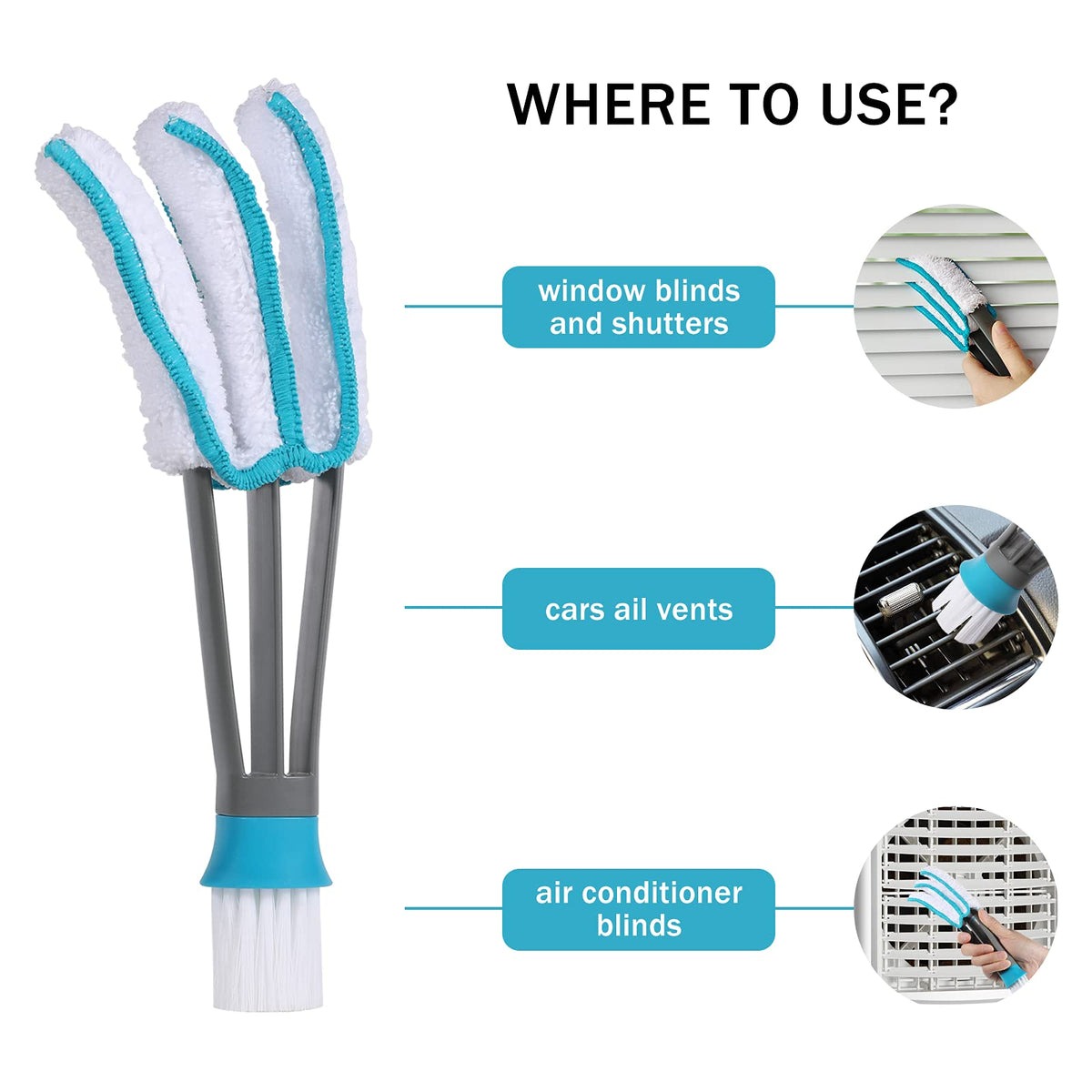 SetSail Blind Duster, Window Cleaner Duster Brush with 5 Microfiber Sleeves