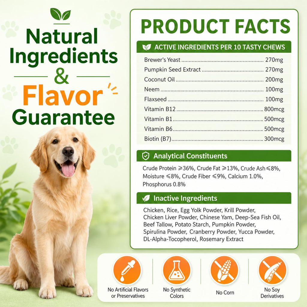 Flea and Tick Prevention for Dogs Chewables with Multivitamins, 500ct