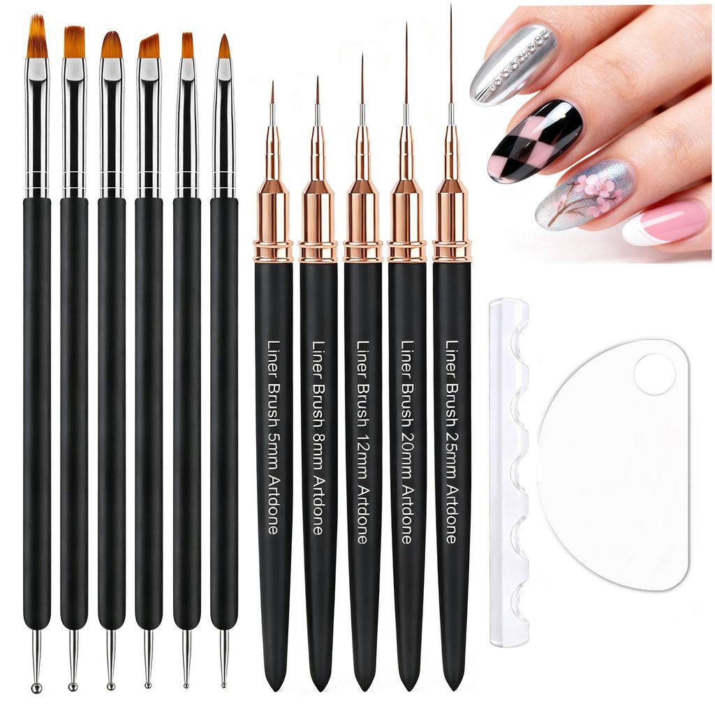 Nail Art Dotting Tools 6PCS Double-ended Brushes Kit Gel Polish | Liner Brushes Design Pen For Nail Drawing And Nail Paint Brushes Small Detail Brushes