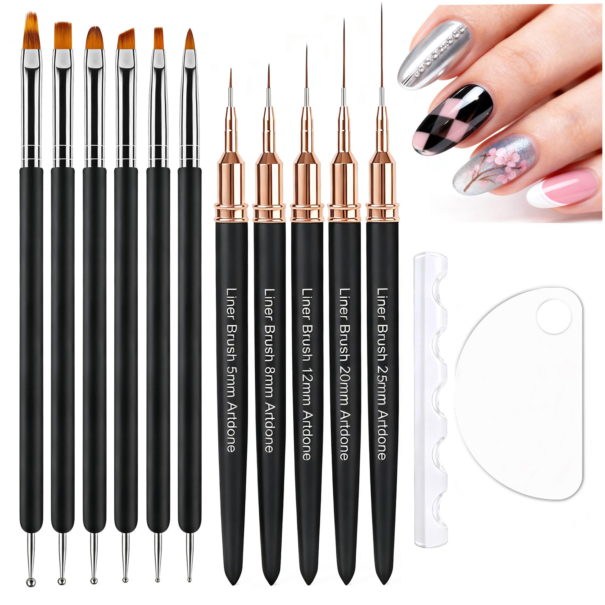 Nail Art Dotting Tools 6PCS Double-ended Brushes Kit Gel Polish | Liner Brushes Design Pen For Nail Drawing And Nail Paint Brushes Small Detail Brushes