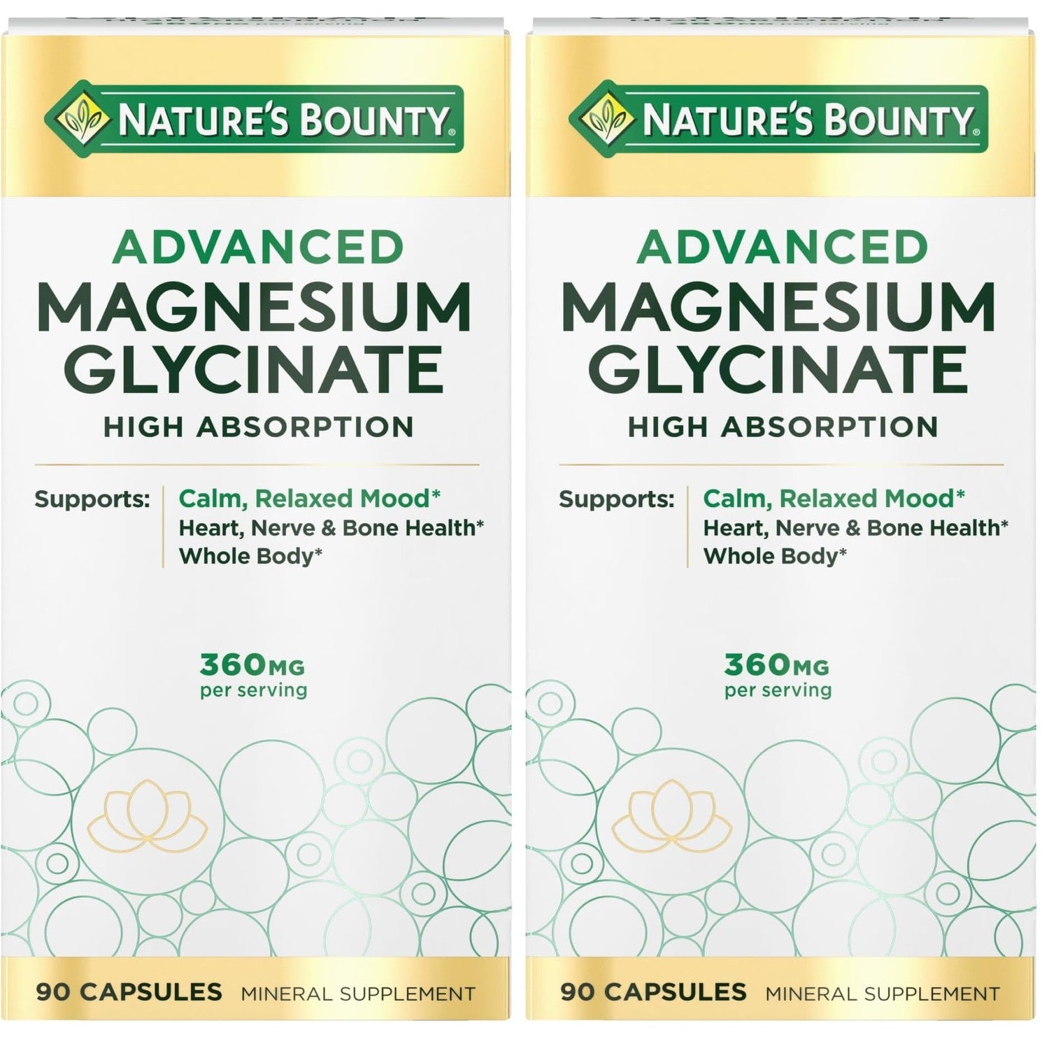 Nature's Bounty Calm Magnesium Glycinate Supplement, 90 Capsules