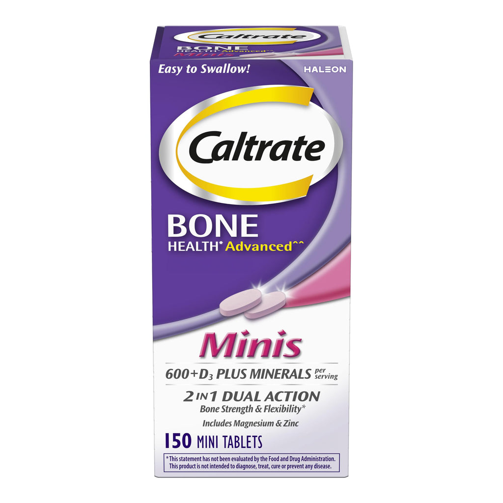Caltrate Minis 600 Plus D3 Vitamin D and Calcium Supplement Tablets, 150 Ct | Highest Level of Vitamin D3, Maximizes Calcium Absorption to Support Strong Bones and Daily Function