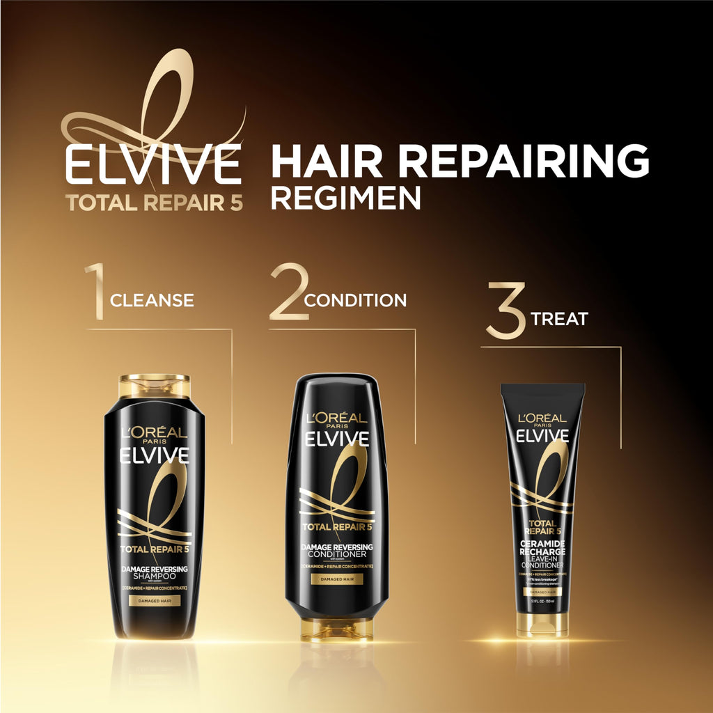 L'Oreal Paris Elvive Total Repair 5 Protein Recharge Leave In Conditioner Treatment and Heat Protectant, 5.1 Ounce
