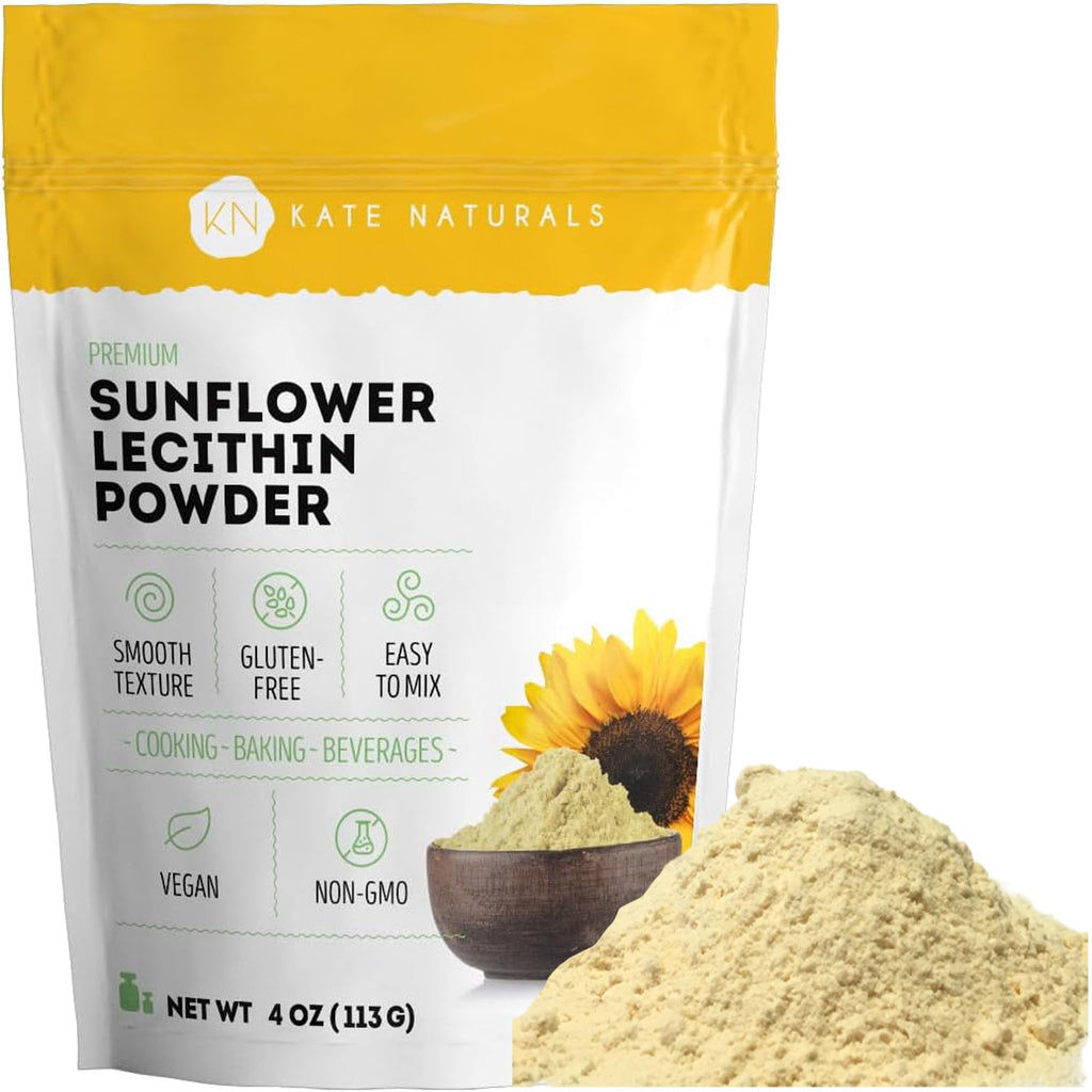Kate Naturals Sunflower Lecithin Powder for Baking Bread & Cooking (4oz) | Non-GMO Substitute for Soy Lecithin Powder, Great for Making Gummies