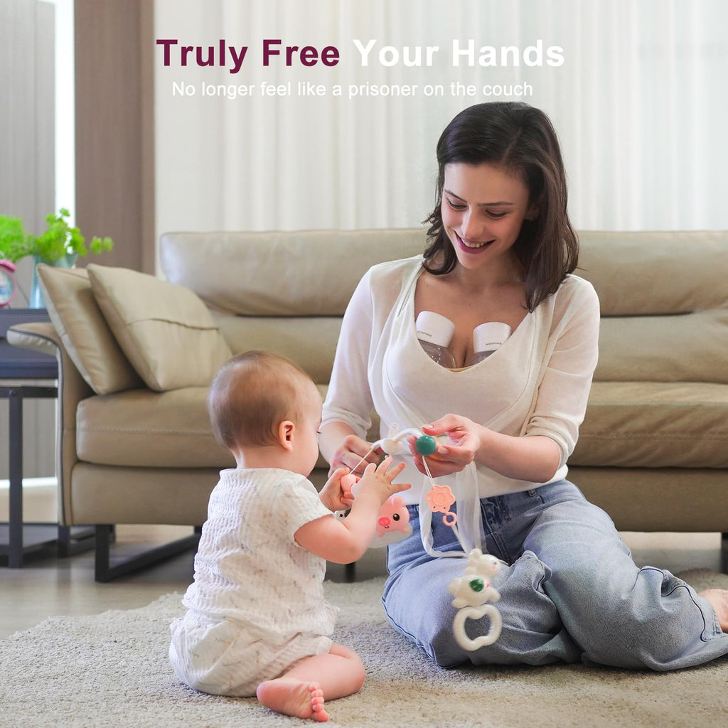 Wearable Breast Pump S12, Electric DoublePump Hands-Free Breastfeeding Pump, 12 Adjustable Suction Levels, Portable Low Noise Hospital-Grade Breast Pump with Carrying Bag, 24mm, 2 Pack, White