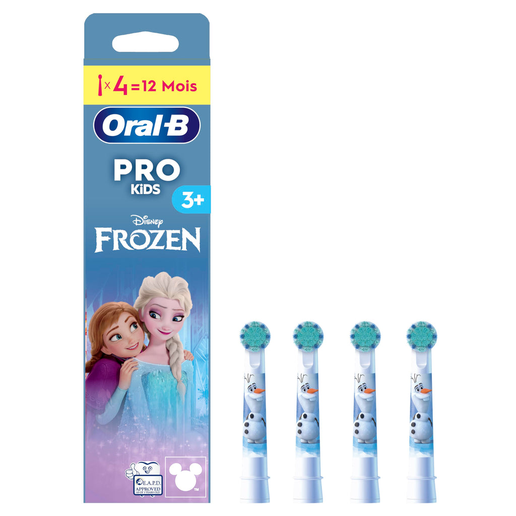 Buy now Oral-B Pro Kids Electric Toothbrush Head, with Disney Frozen Characters, Extra Soft Bristles, for Ages 3+, Pack of 4 Toothbrush Heads, White at indiglob india