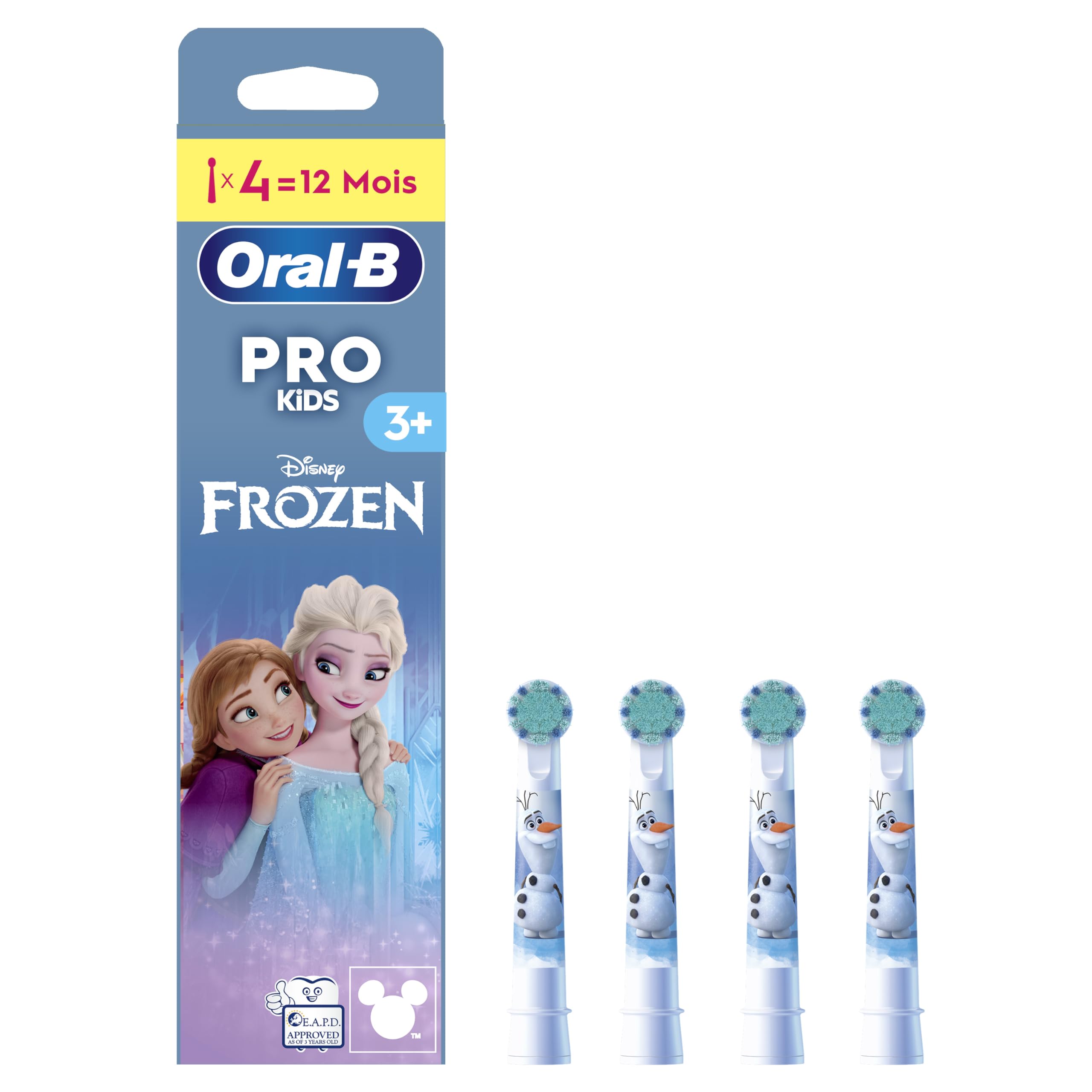 Buy now Oral-B Pro Kids Electric Toothbrush Head, with Disney Frozen Characters, Extra Soft Bristles, for Ages 3+, Pack of 4 Toothbrush Heads, White at indiglob india