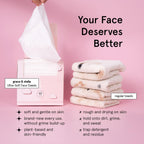 grace & stella Face Towels Disposable - Travel Essentials (60 Count) | Ultra-Soft & Absorbent Face Wipes Towelettes - XL Facial Towels for Cleansing & Makeup Removal - Lint-Free Facial Tissue