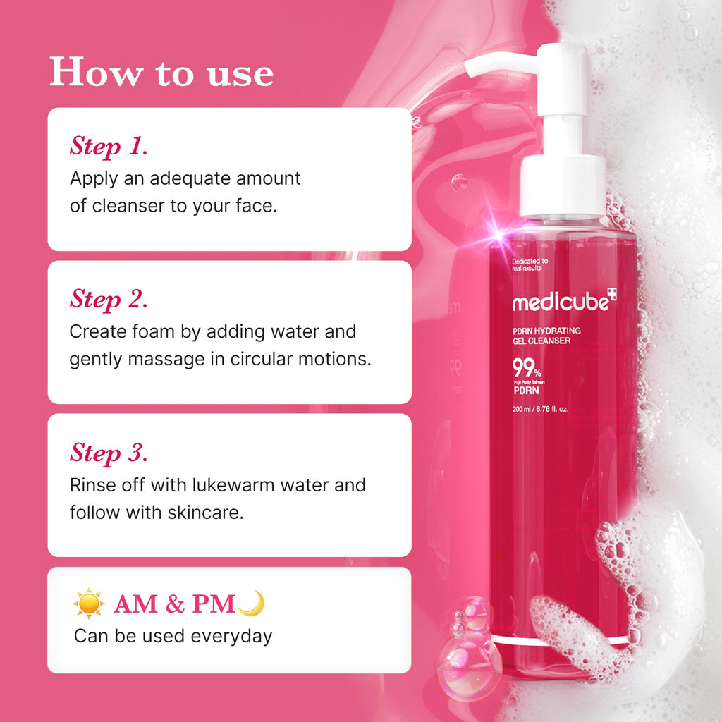 medicube PDRN Jelly to Foam Cleanser - Gentle Low pH Hydrating Cleanser | Hydrating Daily Face Wash with PDRN, Collagen & LHA - For All Skin Types, Korean Skincare, 200ml