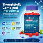 Magnesium Complex 14-in-1 Gummies Sugar-Free – with Ashwagandha, L-Theanine, D3 & Zinc – Cortisol Supplements for Women – Berry Flavor 90 Gummies 45 Servings
