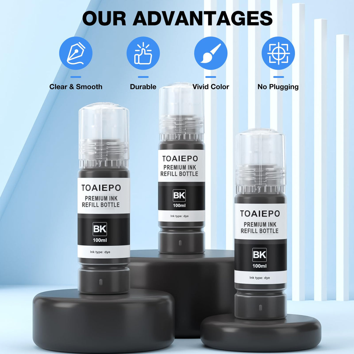 Black Ink Refill Bottles Replacement for T522 Black Ink
