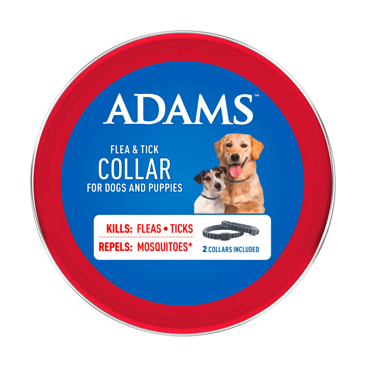 ADAMS Flea & Tick Collar for Dogs & Puppies, Flea Collar for 12 Month Prevention, Kills Fleas, Ticks & Repels Mosquitoes, Excluding California, One Size Fits All Dogs & Puppies, 2 Count