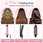 Ufree 3-in-1 Curling Iron Wand Set, Thermal Brush Hair, Straightener
