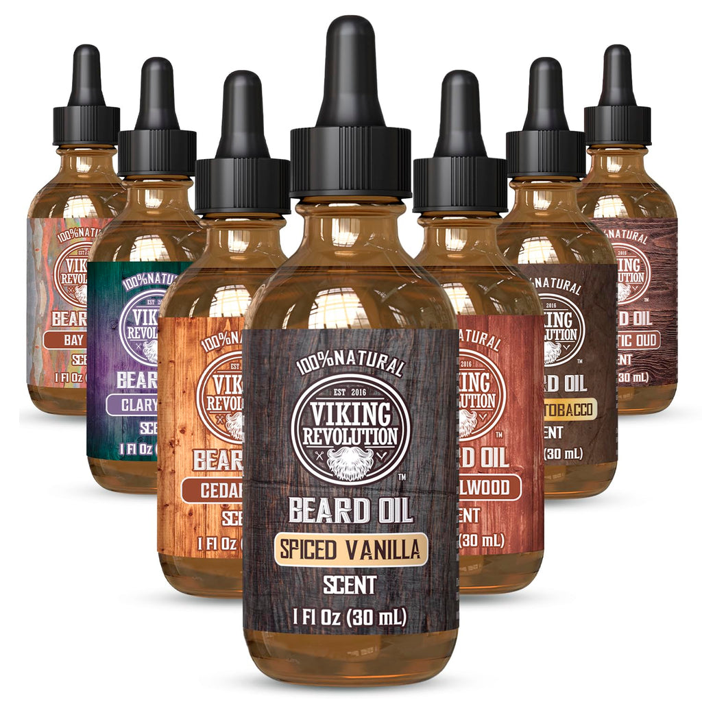 Buy now Viking Revolution Beard Oil with Clary Sage for Men - Natural Blend with Argan and Jojoba Oils for Softening, Strengthening, and Moisturizing at indiglob india