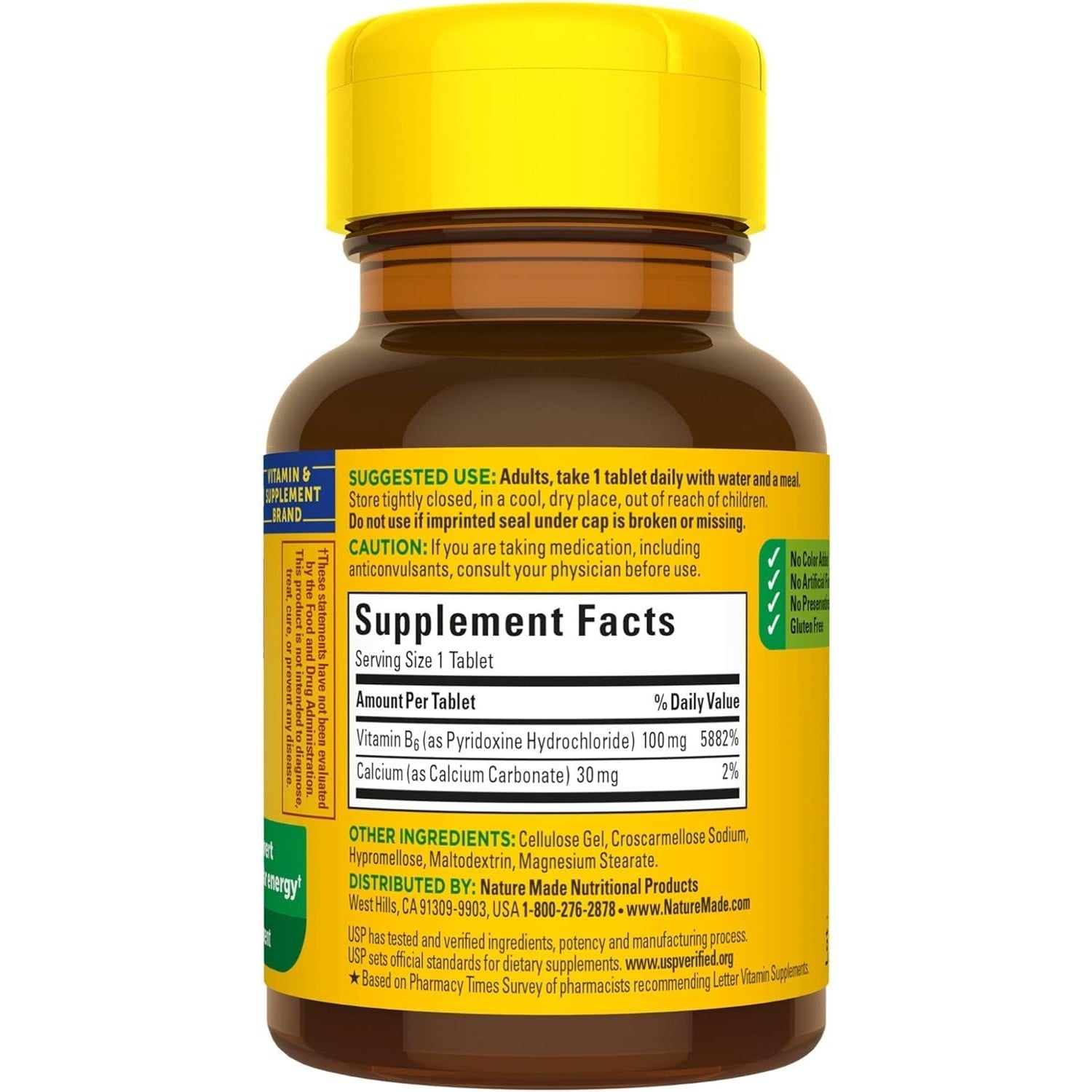 Nature Made Vitamin B-6 100 mg Tablets 100 ea (Pack of 4)
