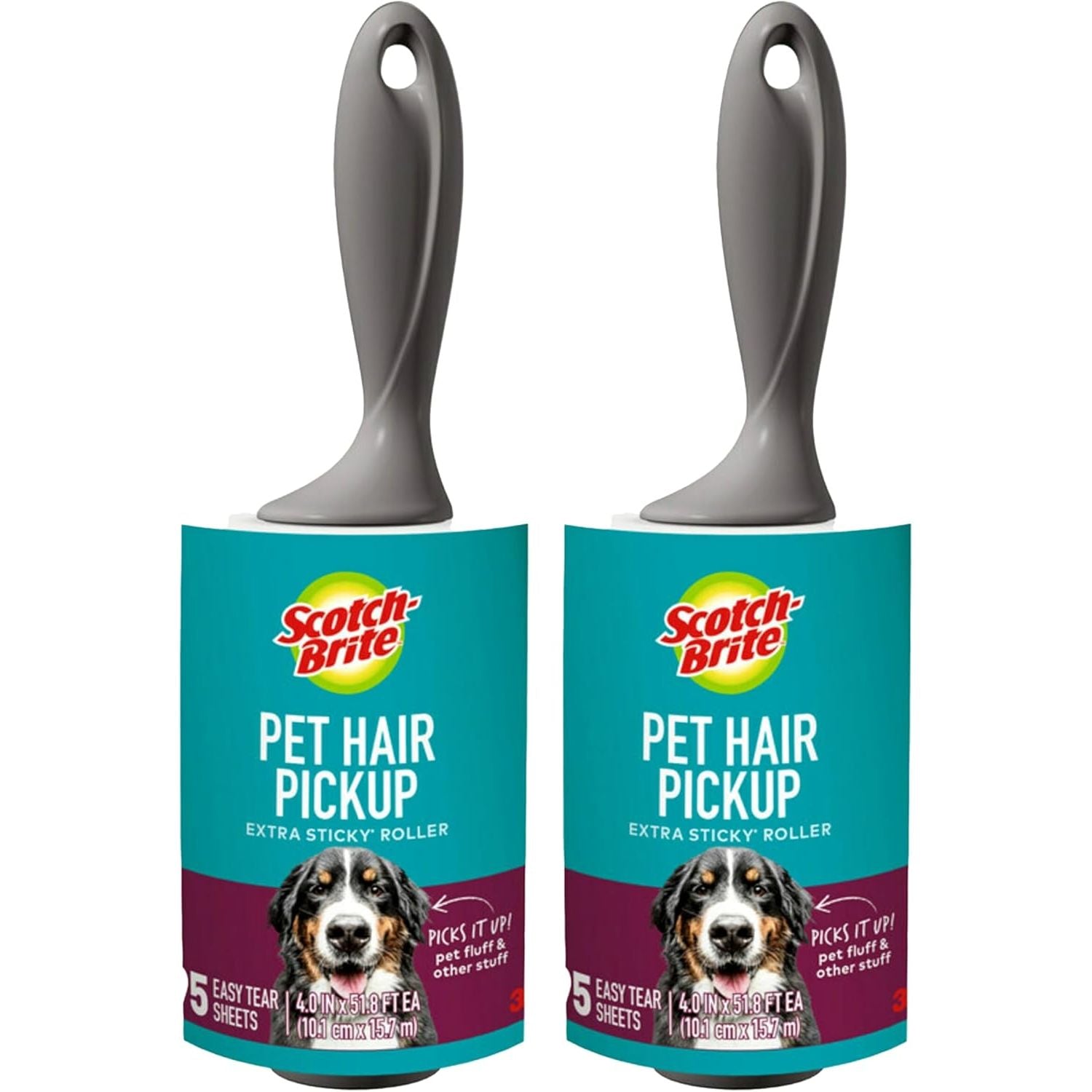 Buy now Scotch-Brite Pet Hair Pickup Extra Sticky Lint Roller, Designed for Removing Fur + Fluff on Couches, Clothes, Dog and Cat Beds, & More, 1 Pack, 95 Easy-Tear Adhesive Sheets Total 95 Sheets (Pack of 2) at indiglob india