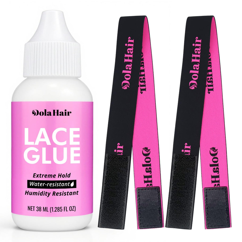 Extreme Hold Lace Glue for Wigs, Waterproof, Invisible Bonding, 1.285 Ounce 36pcs Lace Wig Tape Double Sided Waterproof Lace Front Tape(Glue-3pcs kit)