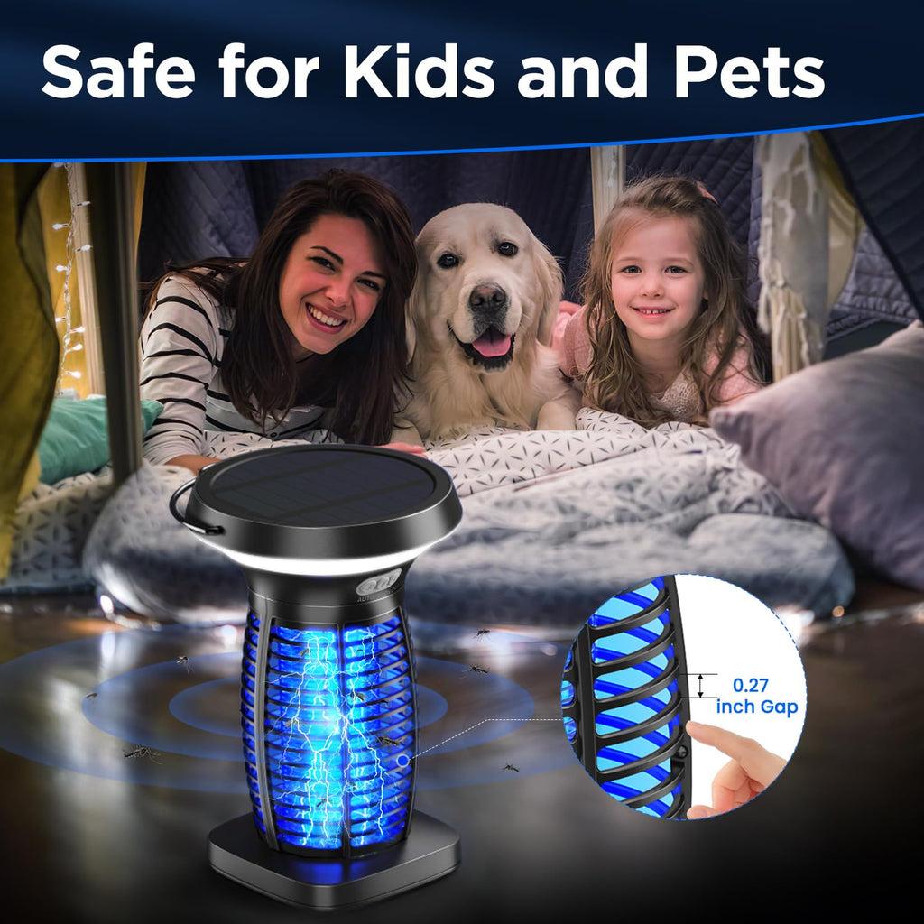 ZECHUAN Solar Bug Zapper Outdoor Waterproof, Electric Mosquitoes Zapper