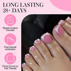 Luckyfairy Square Toe Nail Tips, 504Pcs 15 Sizes Full Cover Press On Toenails for Women, Long Wider Pre-etched Double Matte Fake Toenails for Big Toe Nail Extensions Home DIY Salon Soak Off