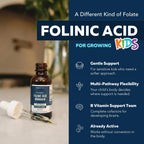 Organic FolinicActive Kids - Folinic Acid + B12, B6 & B2 Cofactors - Gentle Methylation Support for Mood, Energy & Cognition, Age Adjustable Dosing for Kids 1-18, Non GMO, Vegan, Berry Flavor (60mL)