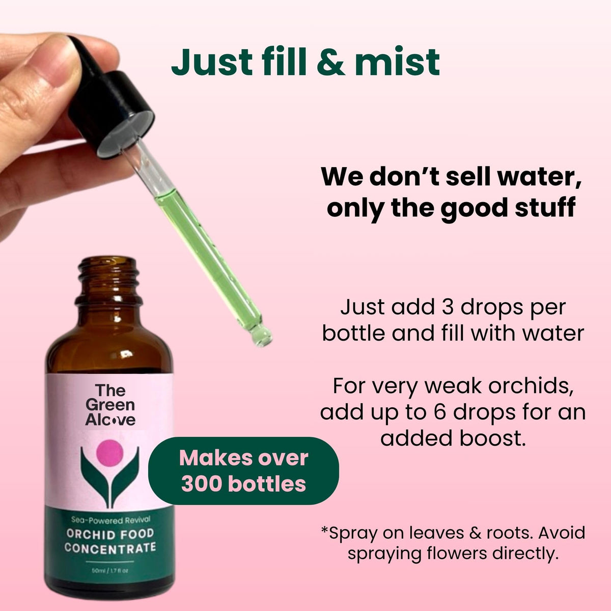 Orchid Fertilizer Spray Kit | Orchid Food Spray for Blooming & Root Health, Enriched with Seaweed Extract (Makes Total 130 fl oz)