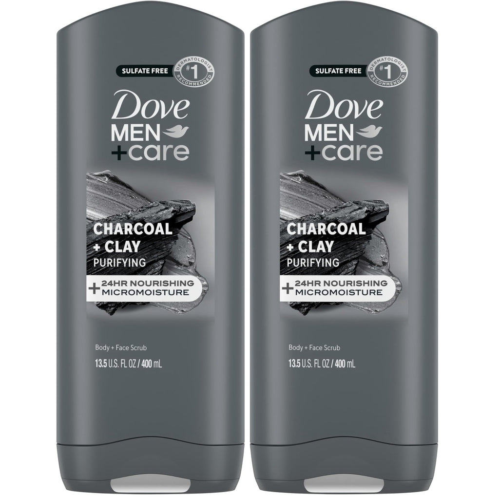 Buy now DOVE MEN + CARE Purifying Charcoal + Clay Body and Face Wash with 24-Hour Nourishing Micromoisture Technology Body Wash for Men, 13.5 oz Charcoal and Clay 13.5 Fl Oz (Pack of 2) at indiglob india