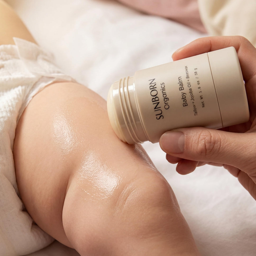 Baby Balm | 3 Natural Ingredient Moisturizing Stick for Eczema Relief, Sensitive Skin & Diaper Rash | Grass-Fed Tallow, Organic Jojoba & Beeswax | Lab Tested Baby-Safe, Made in USA