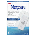 Nexcare Tegaderm + Pad Transparent Dressing, Clear Breathable Dressing Holds Fast for 7 Days, Waterproof for Safe Bathing - 5 Dressings