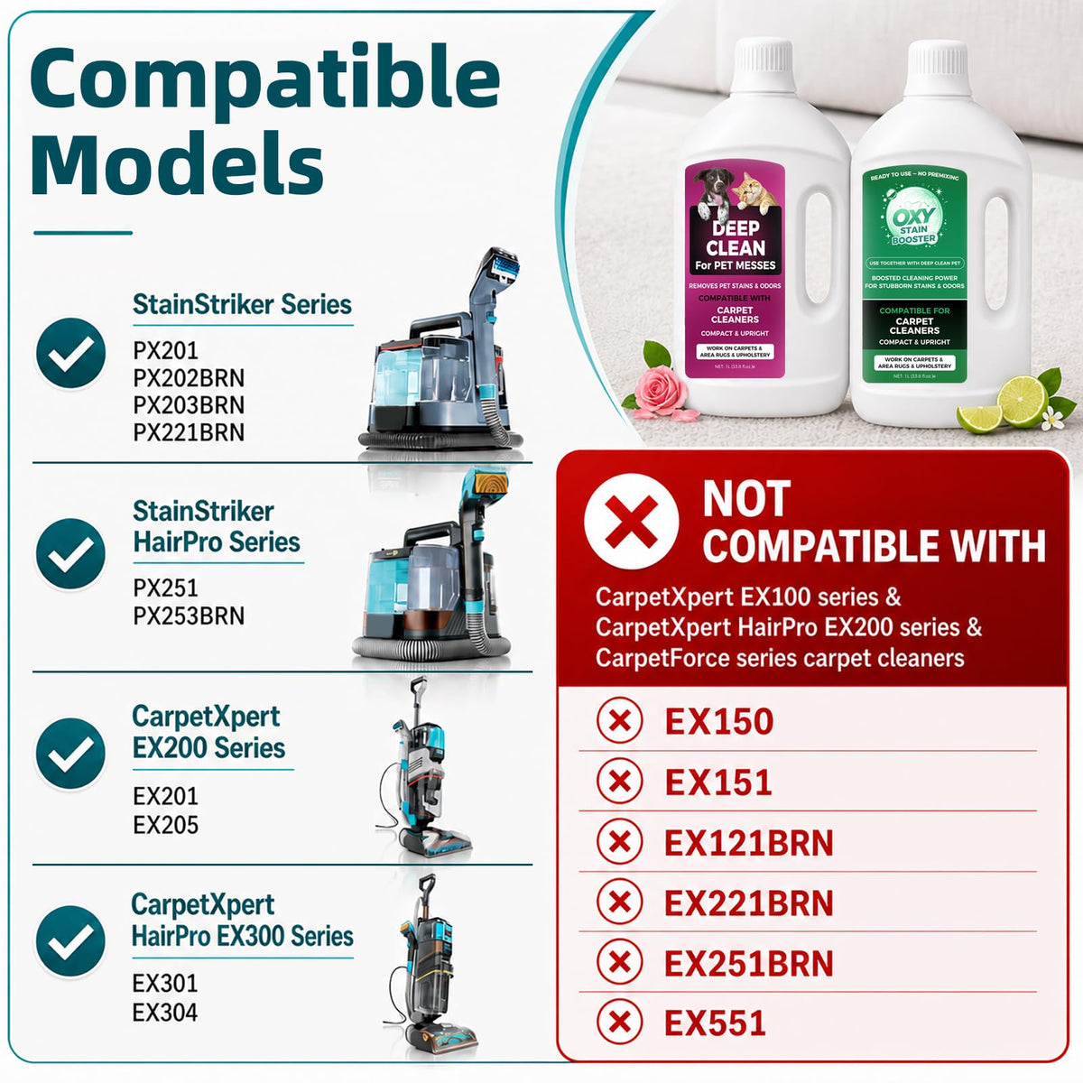Carpet Cleaner Solution for Shark Deep Clean Pet & OXY Multiplier, 1L + 1L