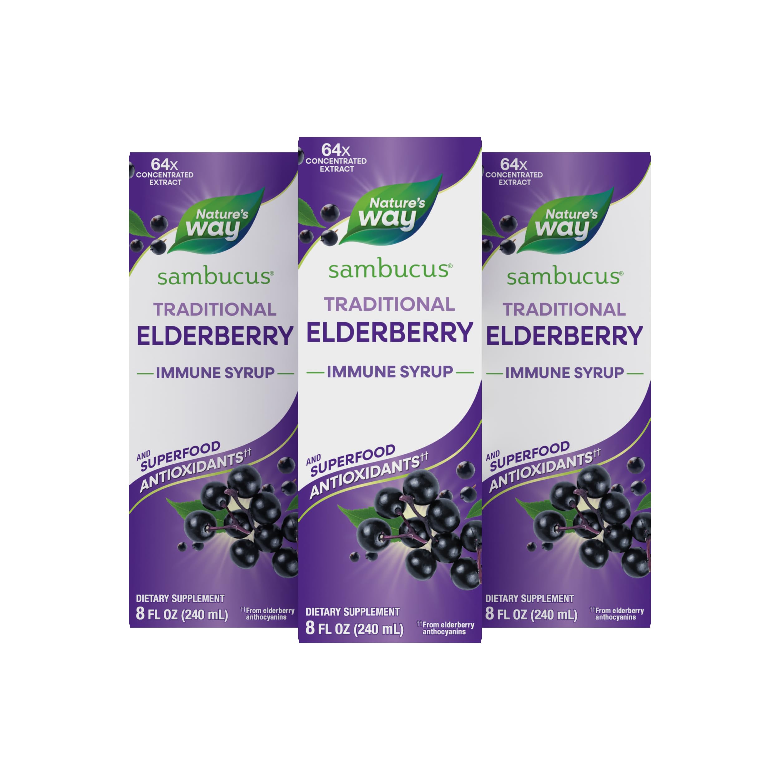 Nature's Way Sambucus Traditional Elderberry Immune Support* Syrup, 4 fl oz | Traditional Immune Support* with Highly Concentrated Black Elderberry Extract & Superfood Antioxidants, Adults & Kids 7+
