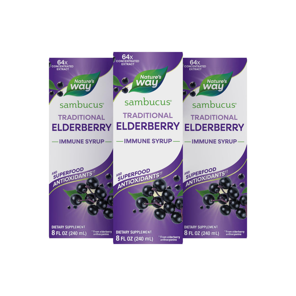 Nature's Way Sambucus Traditional Elderberry Immune Support* Syrup, 4 fl oz | Traditional Immune Support* with Highly Concentrated Black Elderberry Extract & Superfood Antioxidants, Adults & Kids 7+
