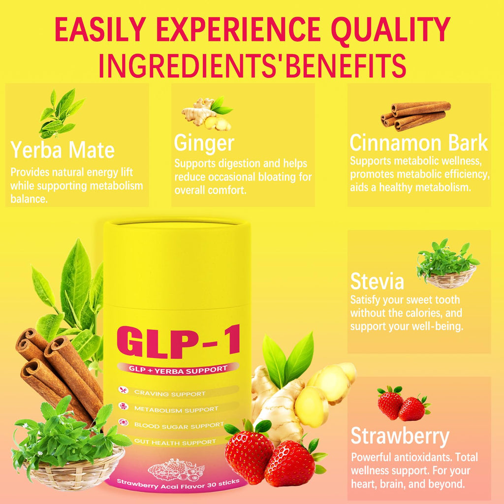 GLP-1 Drink Mix–Support Dual Action Craving & Metabolism Strawberry Flavor