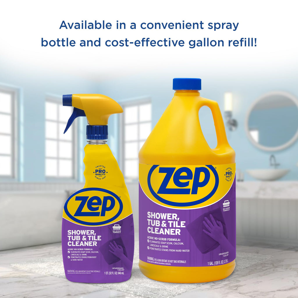Zep Shower Tub and Tile Cleaner 32 oz ZUSTT32 (Case of 4) -Eliminates Hard Water Stains and limescale
