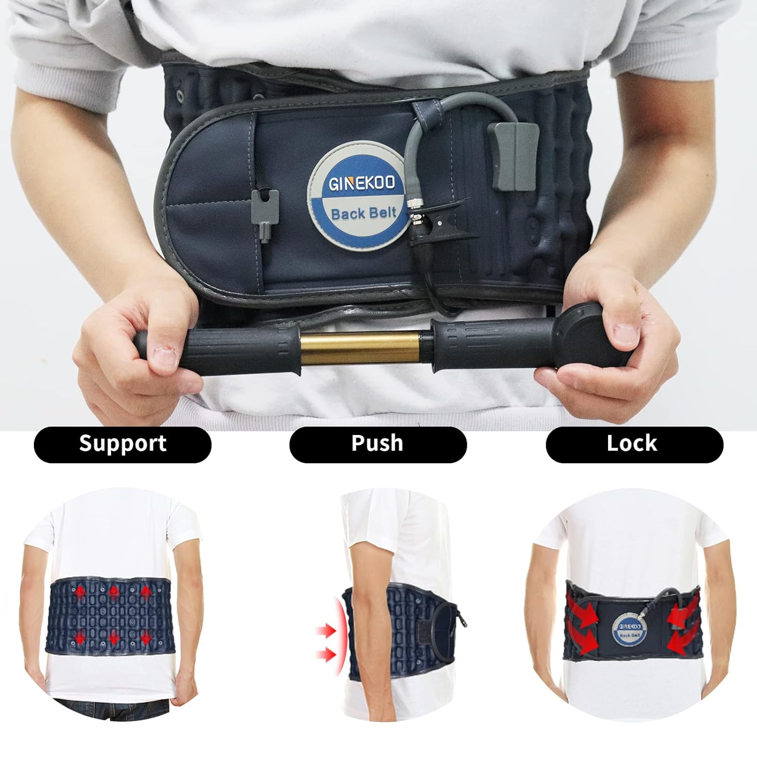 Buy now Decompression Belt - Inflatable Spinal Traction Brace for Lumbar Support and Lower Back Pain, Back Reliever for Men and Women, Navy Blue (29-49 Inch Waist) at indiglob india
