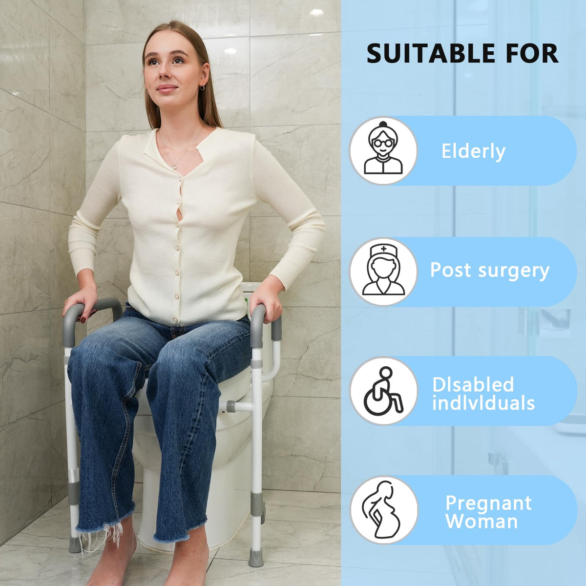 Toilet Seat Risers for Seniors with Handles, 3.5-inch Rise