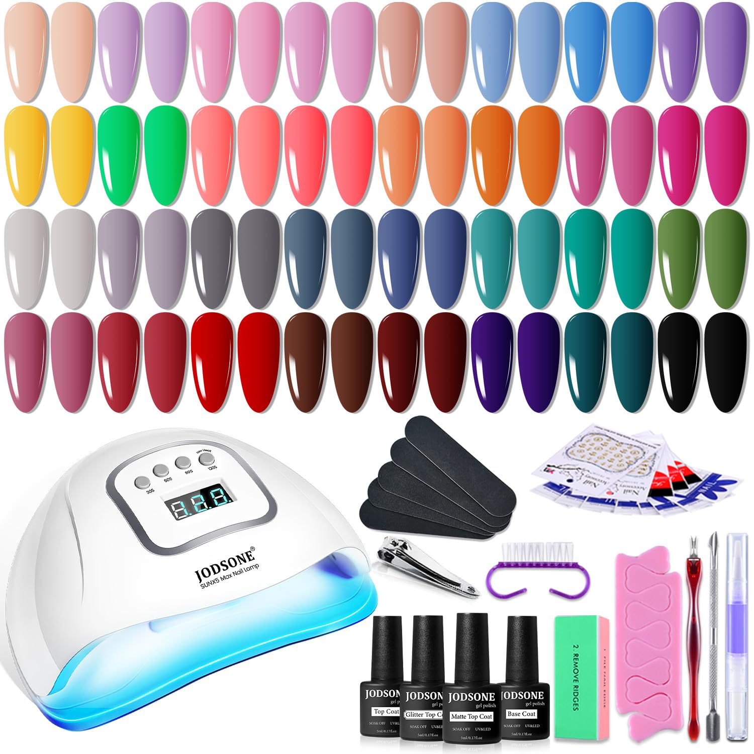 Buy now JODSONE Gel Nail Polish Kit with U V Light 32 Colors Gel Polish Nail + 4 Functional Adhesive Bottles Kit Soak Off Manicure Tools Gifts for Women 32KIT-Color 7 at indiglob india