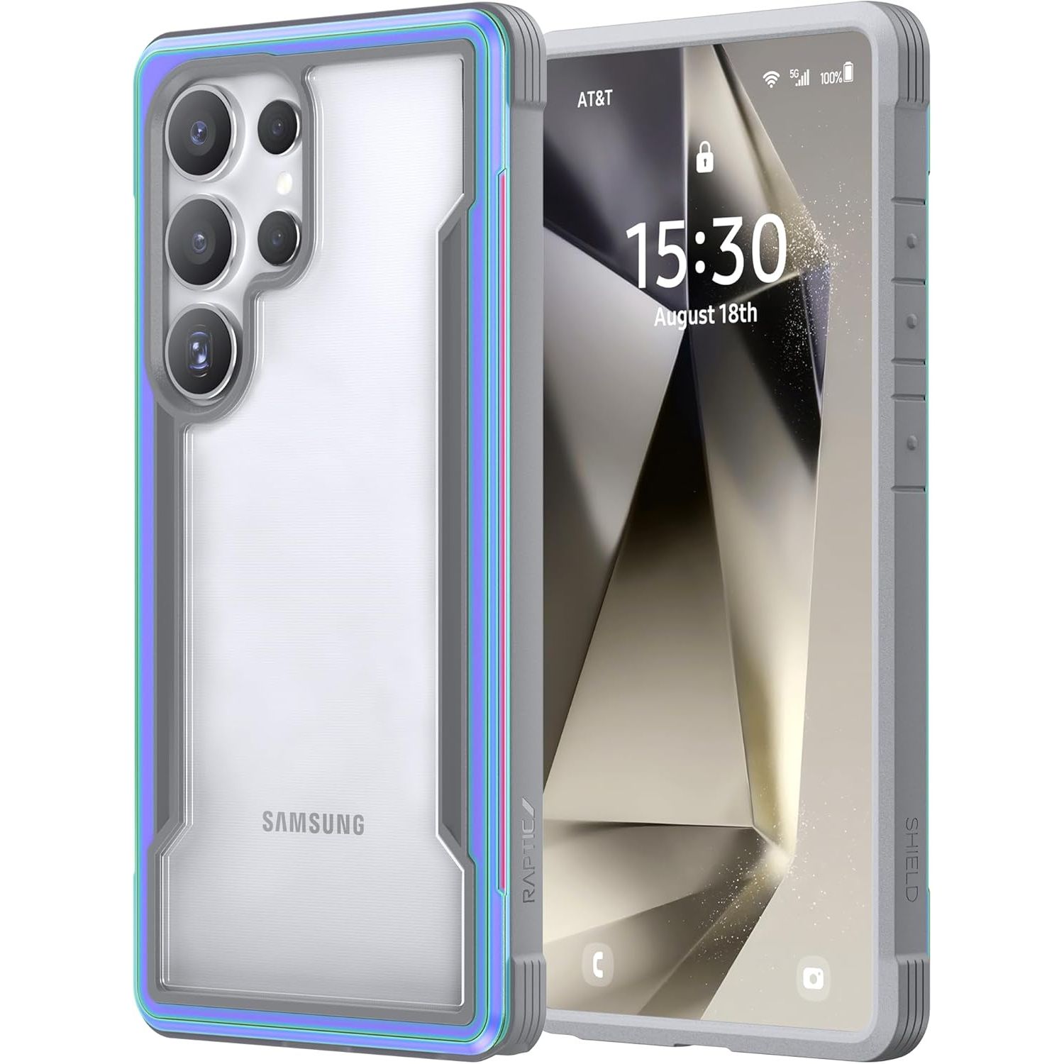 Buy now RAPTIC Shield Crystal Case for Samsung Galaxy S24 Ultra, [13FT Mil-Grade Drop Protection], [Not Yellowing Tech], Durable Anodized Shockproof Aluminum Frame Slim Samsung S24 Ultra Case, Iridescent at indiglob india